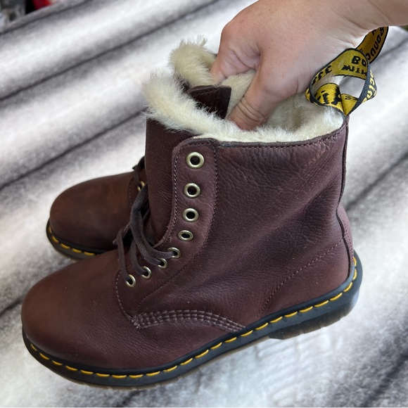 Dr Martens 1460 Pascal FL Cask Ambassador Leather Fur Lined Combat Boots - Picture 6 of 10